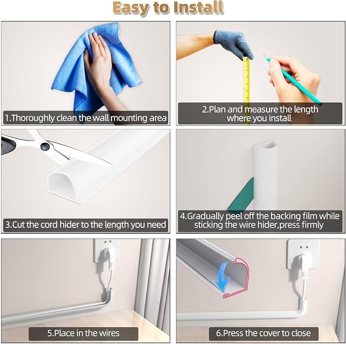 39" Side Open Cord Hider for Wall Mounted Tv, Extension Cable Cover to Hide - Image 9