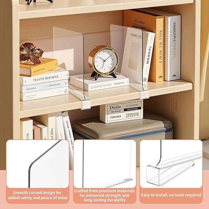 15 Pack Clear Shelf Dividers for Closets, Acrylic Dividers for Shelves - Image 4