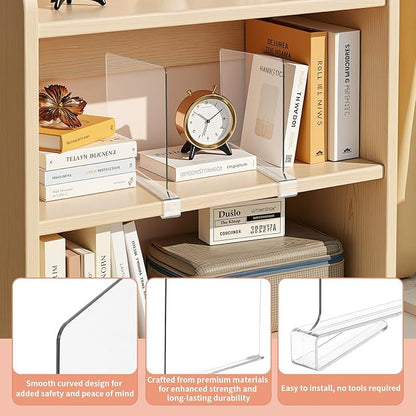 15 Pack Clear Shelf Dividers for Closets, Acrylic Dividers for Shelves - Image 4