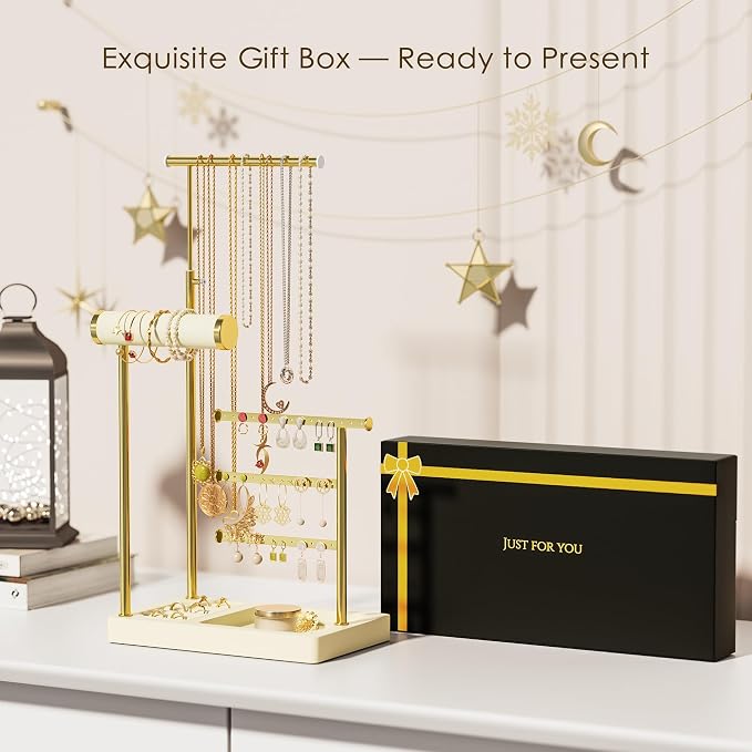 SZQINJI 5 Tier Jewelry Holder Organizer, Adjustable Height Jewelry Display - Image 2