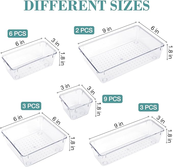 23 PCS Drawer Organizer Set, 5 Varied Size Bathroom and kitchen Drawer cabinet - Image 2