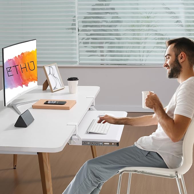 ETHU Keyboard Tray Under Desk, Pull Out Keyboard & Mouse Tray - Image 4