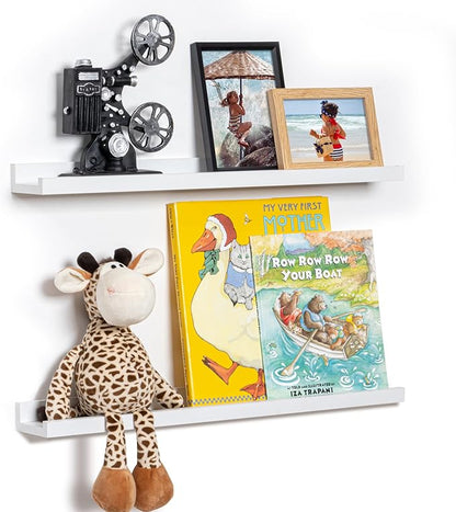 Fun Memories Picture Ledge Shelf, 24 Inch Floating Shelves Set of 2, Nursery by FunMemories