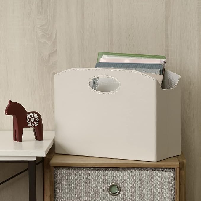 EZDeco Magazine Holder Foldable Magazine Rack Floor PU Leather File Holder - Image 6