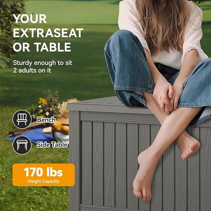 150 Gallon Outdoor Storage Box, Resin Deck Boxes Outdoor Waterproof - Image 6