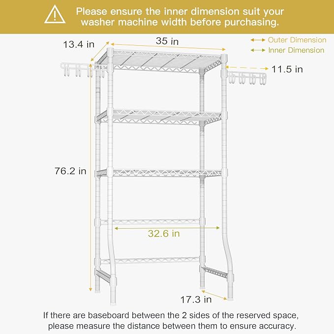Ulif U8 Laundry Room Storage Organizer, Over The Washer and Dryer Storage - Image 3