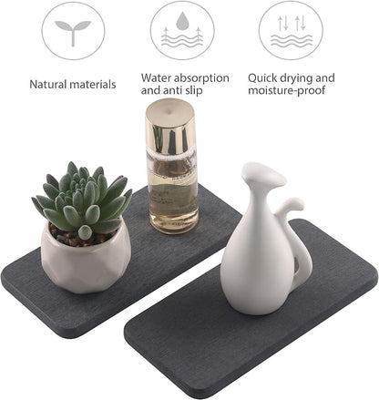 2 Pcs Water Absorbing Stone Trays, Kitchen/Bathroom Sink Soap Dish, Diatomite - Image 2