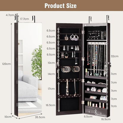 HAPPYGRILL Over the Door Jewelry Organizer, Hanging Jewelry Storage Cabinet - Image 5