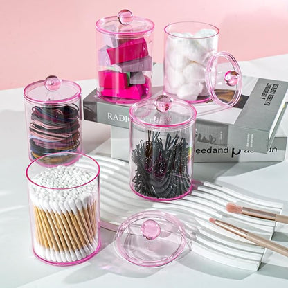 4 Pack Qtip Holder, Canister Apothecary Jar Set, Bathroom Jars - Image 5