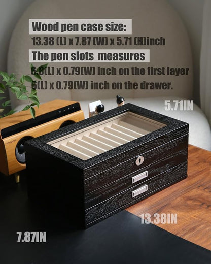 wood pen display case 36 slot Fountain pen Box storage Organizer - Image 4
