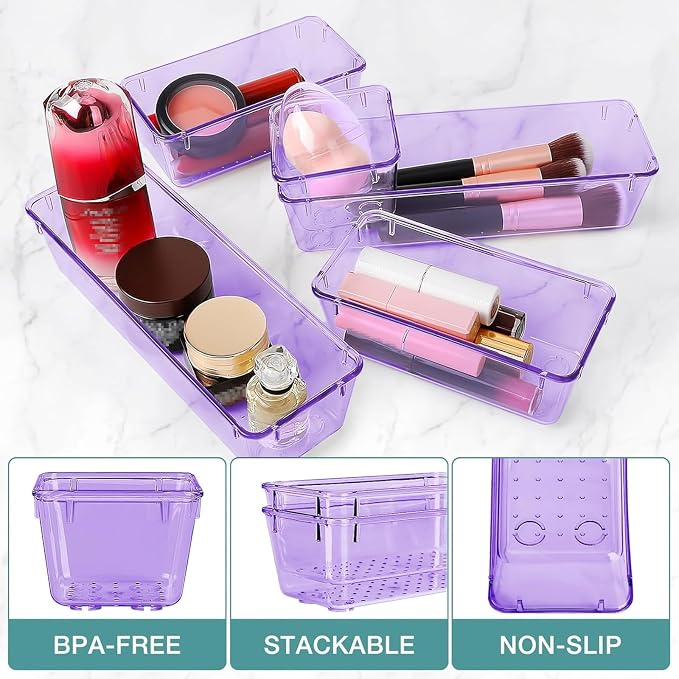 16 PCS Drawer Organizer Set, 5 Varied Size Bathroom and kitchen Drawer cabinet - Image 3