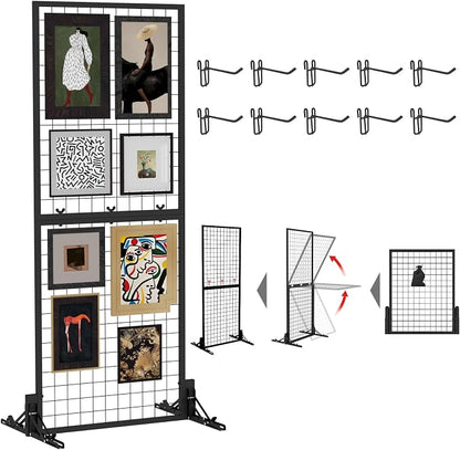 Grid Wall Display Panel Heavy-Duty Foldable, 2ft x 6ft Black Wire Wall Grid by Weareblasincgridpanelwall