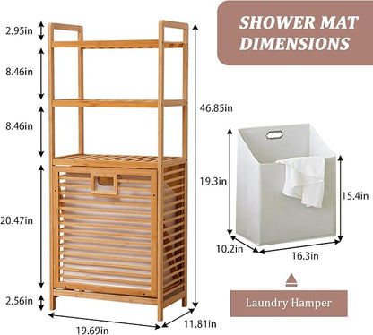 Bamboo Laundry Hamper with 3 Tier Shelves & Tilt Out Basket, Laundry Baskets - Image 2