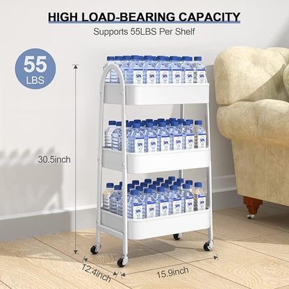 EAGMAK 3 Tier Utility Rolling Cart, Metal Storage Cart - Image 6