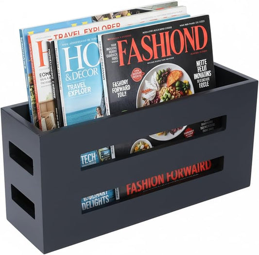 Magazine File Holder, Standing Wooden Magazine Rack, Desk Folder Organizer by Unknown