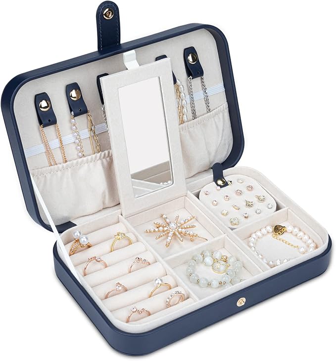 Travel Jewelry Case, Jewelry Box Small PU Leather Portable, Jewelry Travel Case by V-LafuyJewelryBox