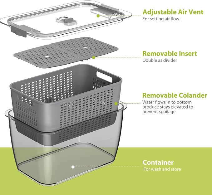 Fresh Fruit Vegetable Storage Containers, 3 Pack Produce Saver Container - Image 4