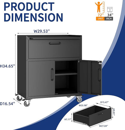 Metal Tool Cabinet, Garage Storage Cabinet System, Wall Cabinet & Locking - Image 3