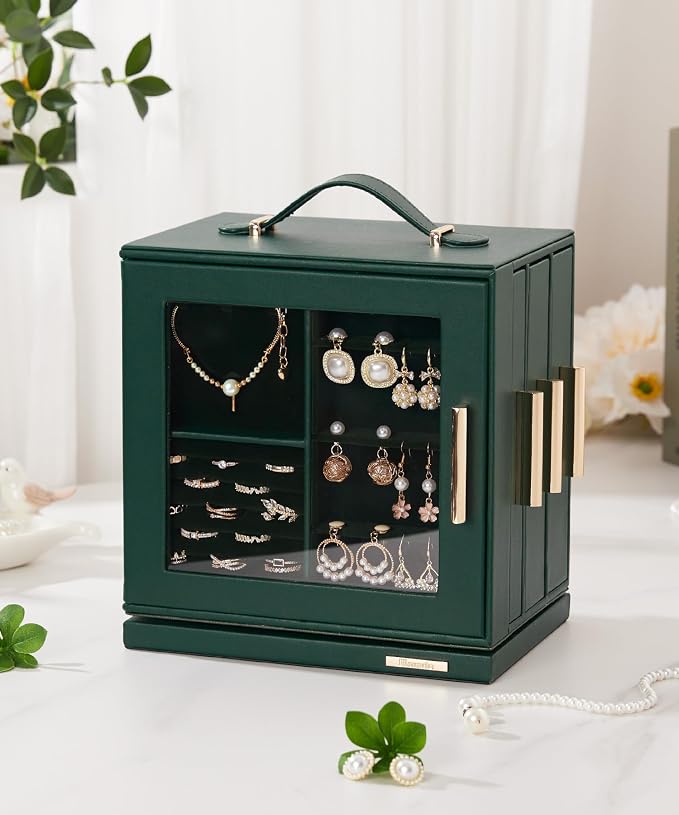 Homde Christmas Gifts Jewelry Box 360° Rotating, Necklace Earring Organizer - Image 2