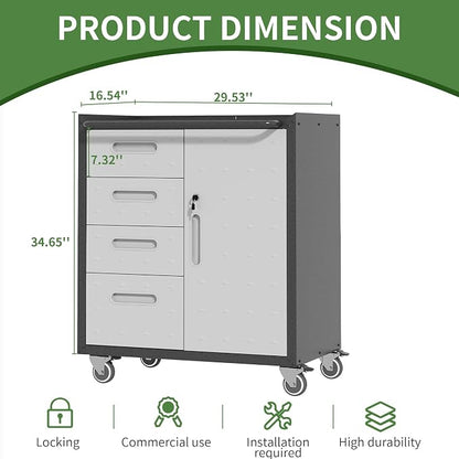 Metal Tool Cabinet, Garage Storage Cabinet System, Wall Cabinet & Locking - Image 4