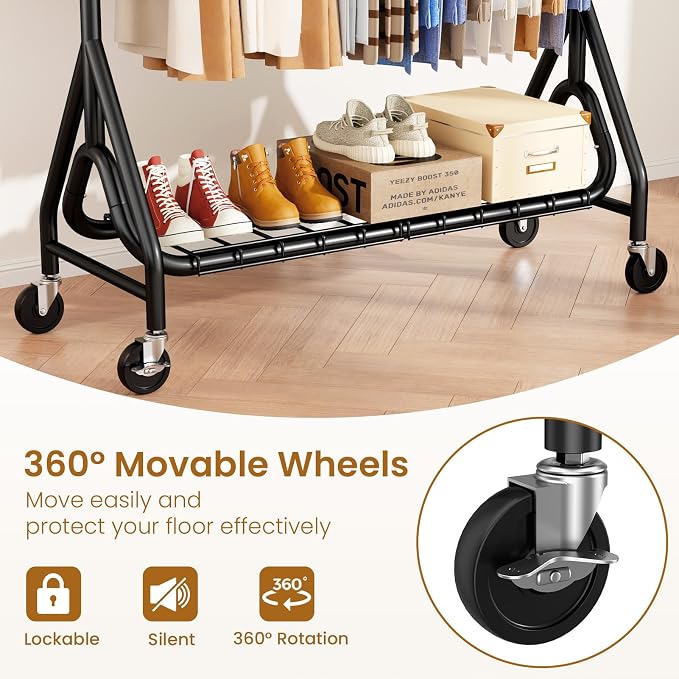 Double Rods Clothing Rack, Heavy Duty Clothes Rack - Image 6