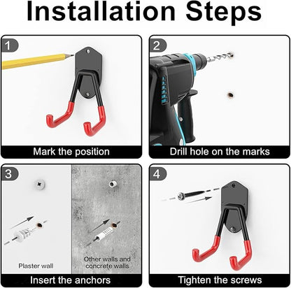 WALMANN 12 PCS Garage Storage System Hooks, Wall Mount Heavy Duty Rubber Coated - Image 6