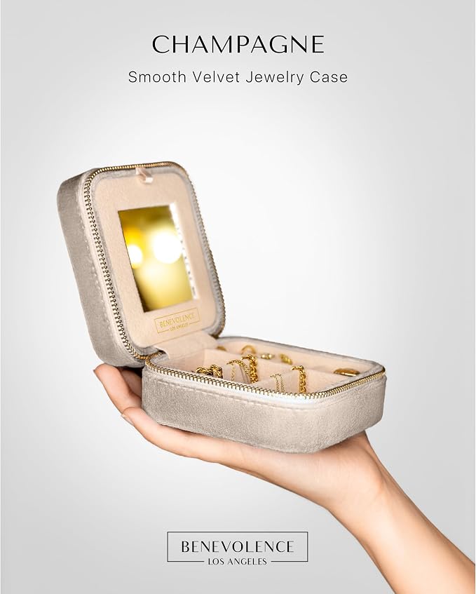 Benevolence LA Plush Velvet Jewelry Box | Travel Jewelry Case Organizer - Image 2