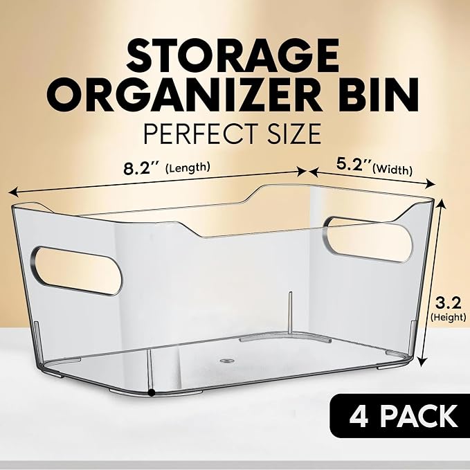 Small Clear Plastic Storage Bins, Fridge Organizer, Cabinet Organizers - Image 2