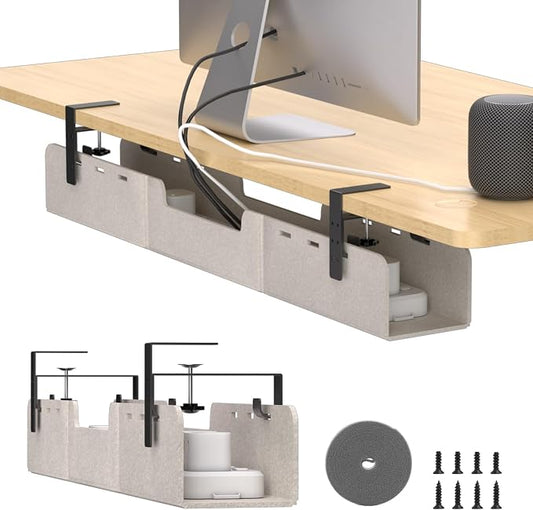 Under Desk Cable Management Tray, No-Drill Upgraded Thickened Felt Cord by ERGOCOLLECT