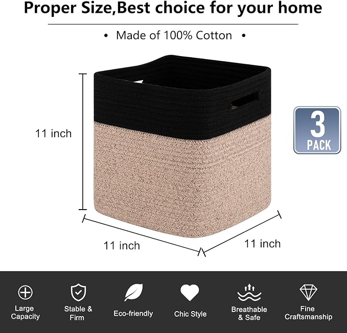 OIAHOMY Cube Storage Basket, 11-Inch Cube Basket - Image 3