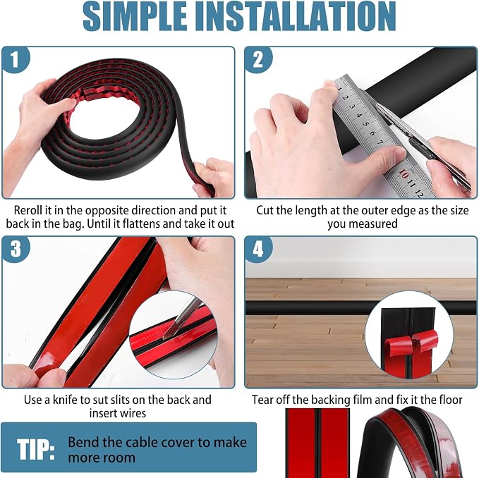 Floor Cord Covers for Wires 20FT Cable Hider Wire Coverr Self Adhesive Cord - Image 5