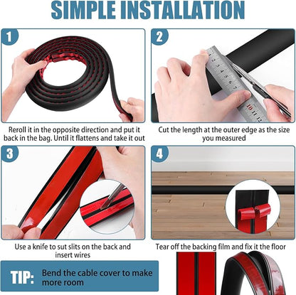 Floor Cord Covers for Wires 3.3FT Cable Hider Wire Cover Self Adhesive Cord - Image 5