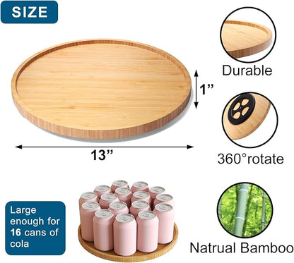 Lazy Susan Organizer for Kitchen, Bamboo Turntable for Cabinet, Large（Natural） - Image 6