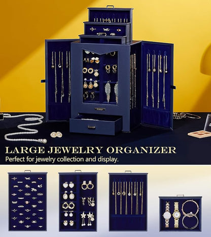 Homde Jewelry Organizer with Transparent Window Necklace Hooks Gift - Image 5