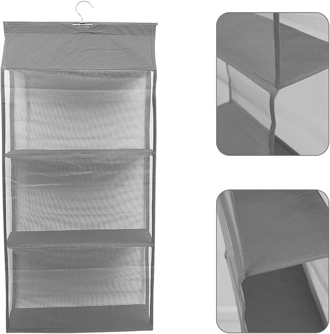 Gray Hanging Organizer Bag Dustproof Storage Hanging Container - Image 5