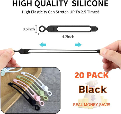 UMUST Silicone Cable Ties, Reusable Cable Management Organizer, Cord Tie - Image 2