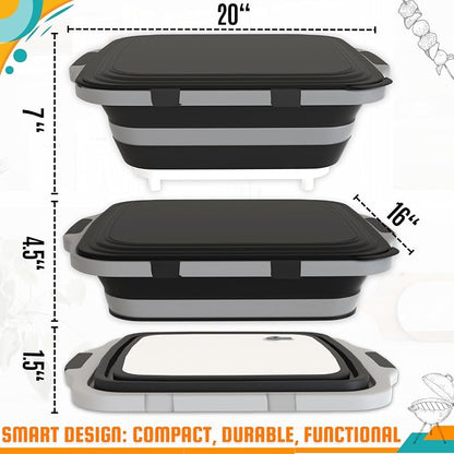 MAYALEAD BBQ Prep Tub with 2 Pcs Meat Shredder Claws, Collapsible Cutting Board - Image 3