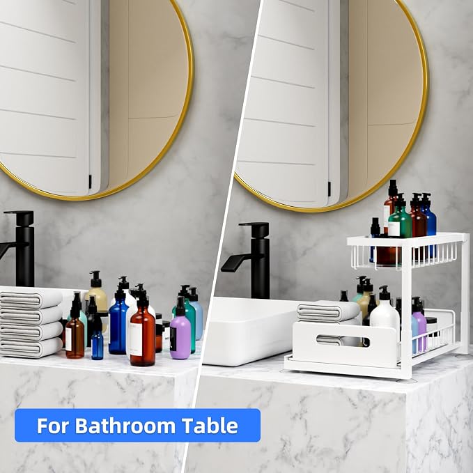 2-Tier Under Sink Slide Out Organizer, 2 Pack Pull Out Cabinet Storage Shelf - Image 4