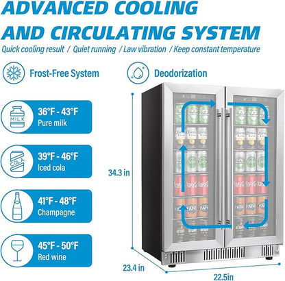 Dual Zone Wine and Beverage Refrigerator, 176 Can 42 Bottle Capacity Cooler - Image 5