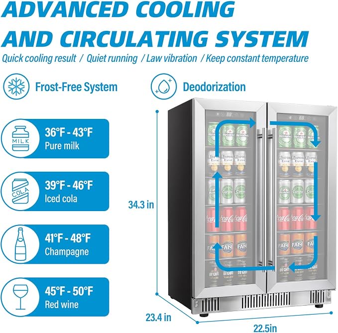 24 Inch Wine and Beverage Refrigerator, Dual Zone Wine Cooler - Image 5