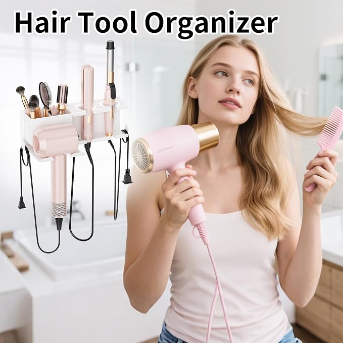Hair Dryer Holder, Hair Tool Organizer, Blow Dryer Hanger Wall Mount - Image 3