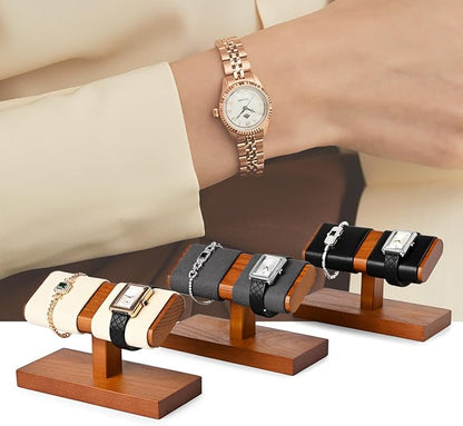Oirlv Solid Wood Double Watch Display Stand Watch Bracelet Organizer - Image 2