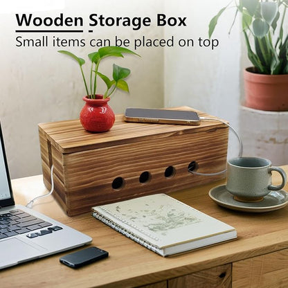 Large Cable Management Box, Wood Cord Hider Box & Organizer - Image 5