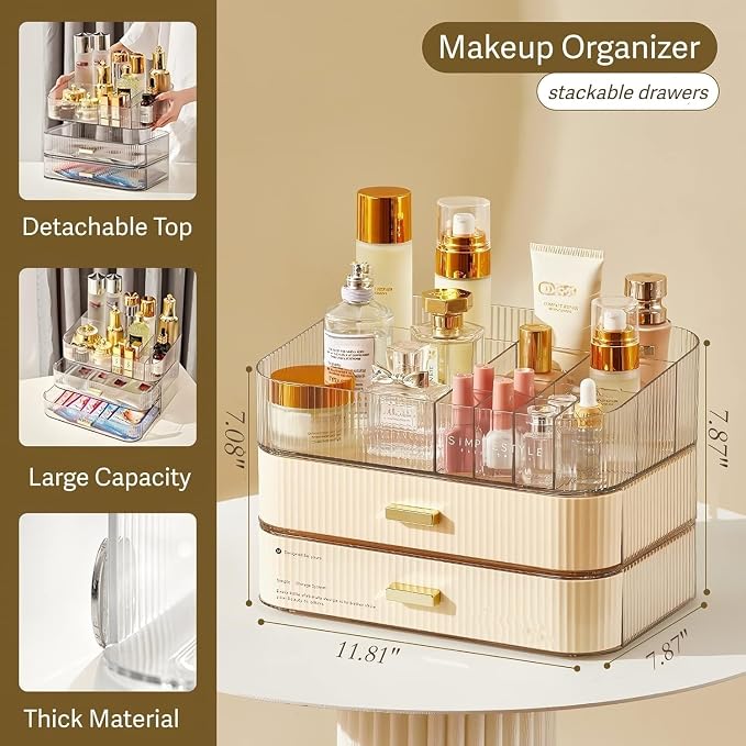 Makeup Organizer with Stackable Drawers, Bathroom Countertop Vanity Organizers - Image 2