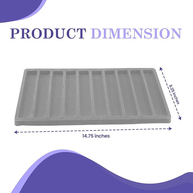Novel Box 5 Pack 10-Slot Gray Liner Jewelry Storage Tray Inserts 14.75x8.25x1 - Image 2