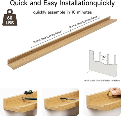 Fun Memories Picture Ledge Shelf, 48 Inch Floating Shelves Set of 2, Large - Image 5