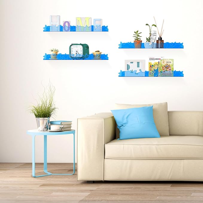 Floating Shelves for Wall, 4 Pack 15.7’’x 3.5’’Adhesive Acrylic Shelves - Image 5