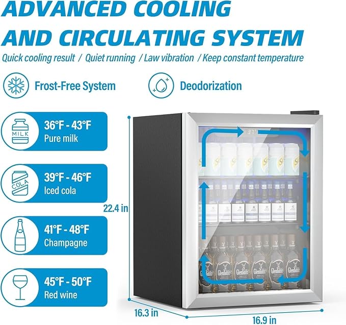 70 Can Freestanding Beverage Refrigerator, 1.7 Cu.Ft Mini Fridge - Image 6