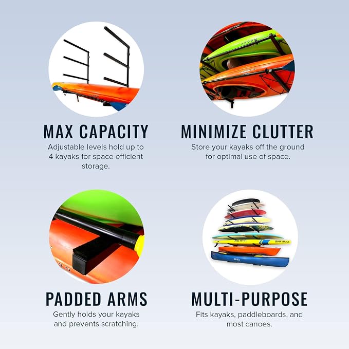 StoreYourBoard G-Kayak Wall Rack – Heavy-Duty Indoor Kayak Rack - Image 3