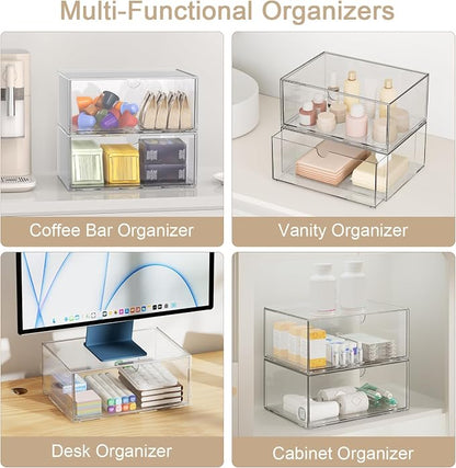 Clear Stackable Storage Drawers, 2 Pack Acrylic Makeup Organizers - Image 7
